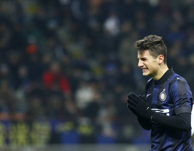 Federico Bonazzoli, 16 anni e 6 mesi, al debutto con la maglia dell&#39;Inter: qui impreca dopo aver sprecato un&#39;occasione. LaPresse